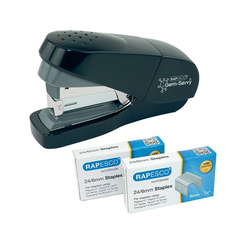 RAPESCO GERM-SAVVY ECO FLAT CLINCH STAPLER WITH 2000 STAPLES