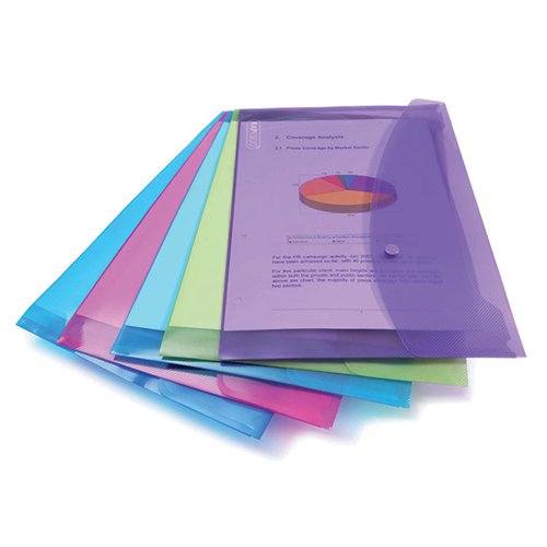 RAPESCO POPPER WALLET FOOLSCAP ASSORTED (PACK OF 5) 0688