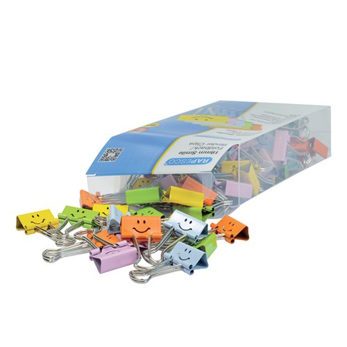 RAPESCO SMILES FOLDBACK CLIP 19MM ASSORTED (PACK OF 80) 1428