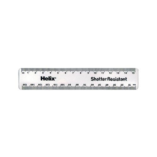 HELIX SHATTER RESISTANT RULER 15CM CLEAR (PACK OF 50) 010311