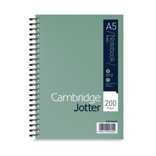 CAMBRIDGE RULED MARGIN WIREBOUND JOTTER NOTEBOOK 200 PAGES A5 (Pack of 3)