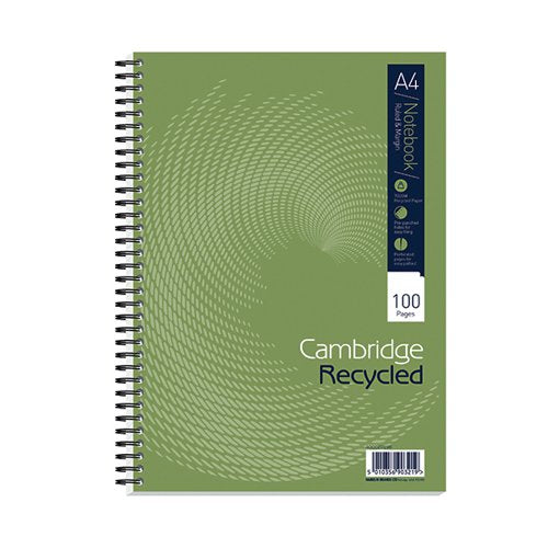 CAMBRIDGE RULED RECYCLED WIREBOUND NOTEBOOK 100 PAGES A4 (PA