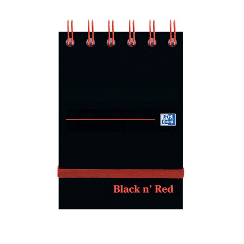 BLACK N' RED WIREBOUND RULED ELASTICATED NOTEPAD 140 PAGES A