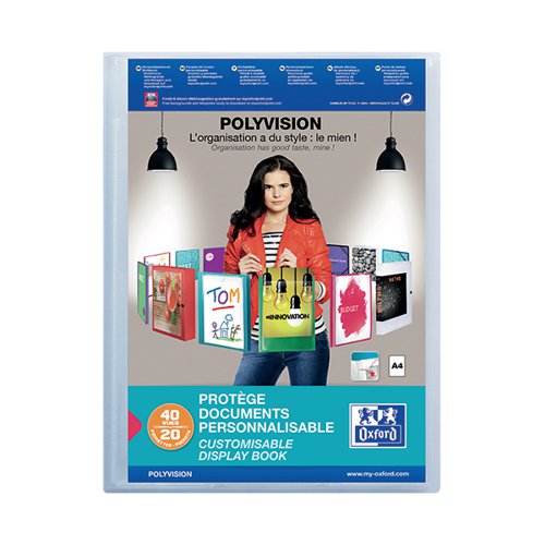 OXFORD DISPLAY BOOK 20 POCKET PP A4 CLEAR 100206088