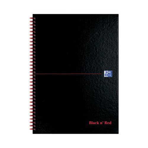 BLACK N' RED WIREBOUND RULED PERFORATED HARDBACK NOTEBOOK A4