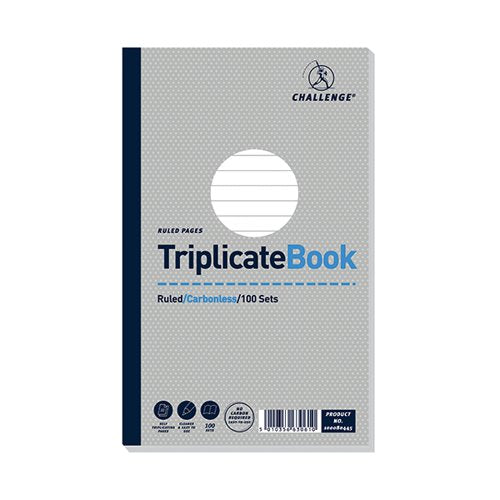 CHALLENGE CARBONLESS TRIPLICATE BOOK 100 SETS 210X130MM (PAC