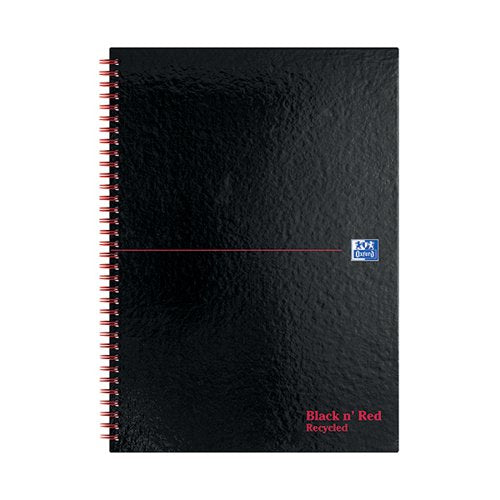 BLACK N' RED WIREBOUND RECYCLED RULED HARDBACK NOTEBOOK A4 (