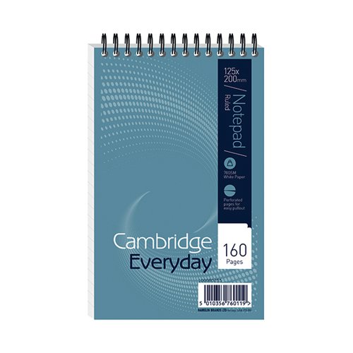 CAMBRIDGE EVERYDAY RULED WIREBOUND NOTEPAD 160 PAGES 125 X 2