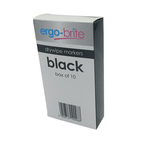 ERGO-BRITE DRYWIPE MARKER RUBBER GRIP BLACK (PACK OF 10) JN1