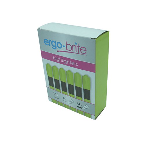 ERGO-BRITE ERGONOMIC HIGHLIGHTER PEN YELLOW (PACK OF 10) JN6