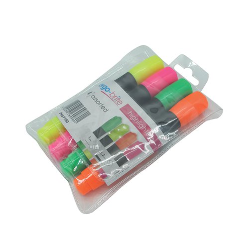 ERGO-BRITE ASSORTED EROGNOMIC HIGHLIGHTER PENS (4 PACK) JN69