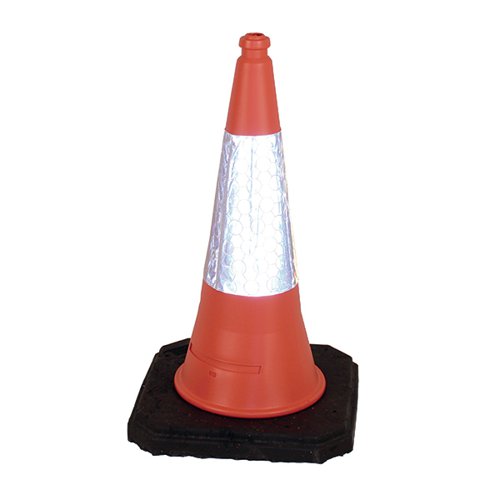 RED WEIGHTED TRAFFIC CONE WITH REFLECTIVE SLEEVE 750MM JAA06