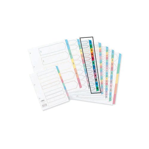 CONCORD INDEX 1-12 A4 WHITE WITH MULTICOLOUR TABS 01301/CS13