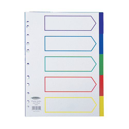 CONCORD 5-PART INDEX POLYPROPYLENE MULTICOLOURED A4 06801