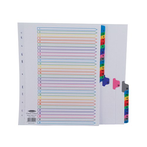 CONCORD INDEX 1-31 A4 EXTRA WIDE MULTICOLOURED MYLAR TABS 10