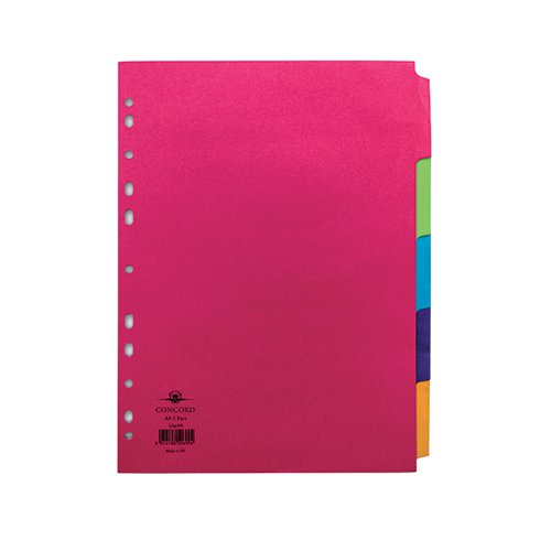 CONCORD DIVIDER 5-PART A4 160GSM BRIGHT ASSORTED 50699