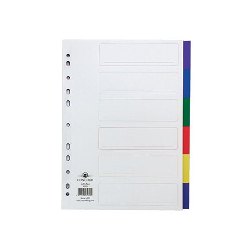 CONCORD 6-PART INDEX POLYPROPYLENE MULTICOLOURED A4 65899