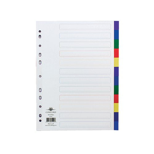 CONCORD 12-PART INDEX POLYPROPYLENE MULTICOLOURED A4 65999