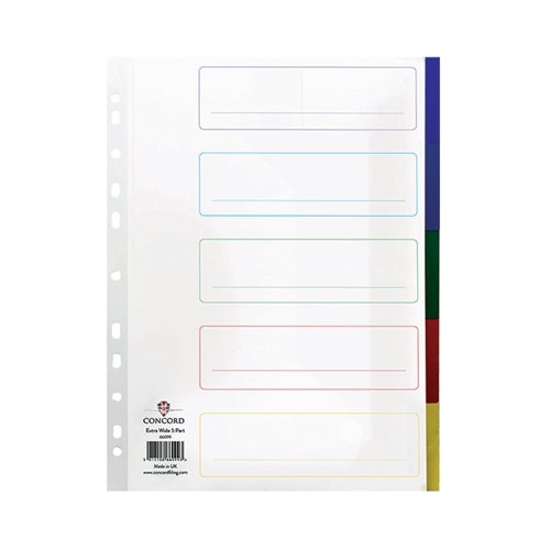 CONCORD 5-PART EXTRA WIDE INDEX POLYPROPYLENE MULTICOLOURED