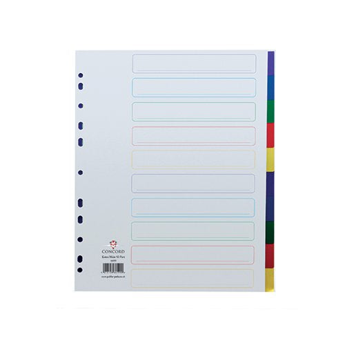 CONCORD 10-PART EXTRA WIDE INDEX POLYPROPYLENE MULTICOLOURED