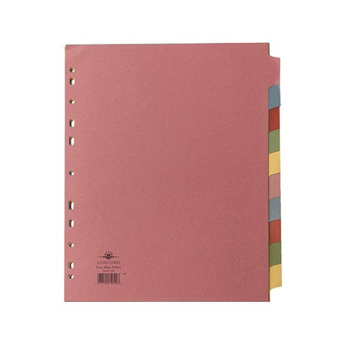 CONCORD DIVIDER 10-PART A4 EXTRA WIDE PASTEL COLOURS 72699/J