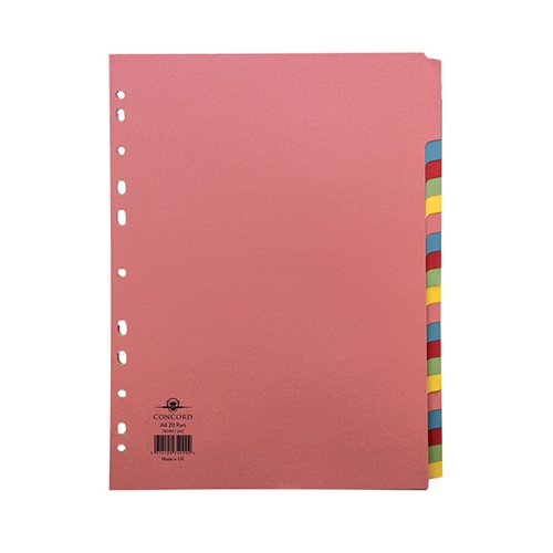 CONCORD DIVIDER 20-PART A4 160GSM MULTICOLOURED 74099/J40