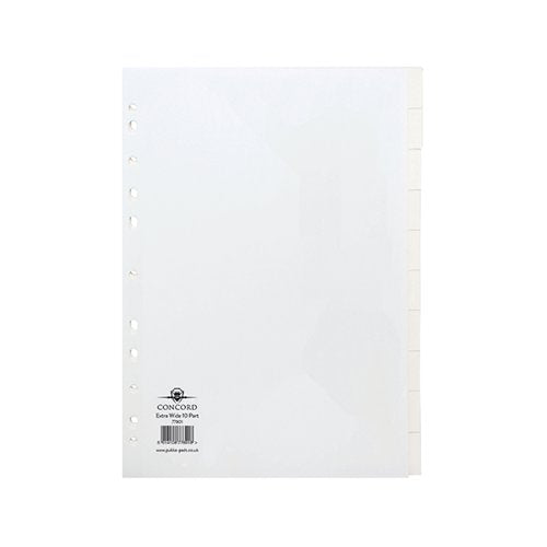 CONCORD JET INDEX DIVIDER 10 PART A4 150GSM WHITE 77801