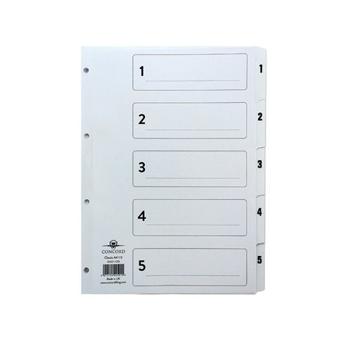 CONCORD CLASSIC INDEX 1-5 A4 WHITE BOARD WITH CLEAR MYLAR TA