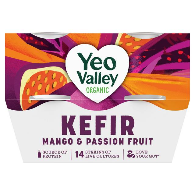 YEO VALLEY ORGANIC KEFIR PASSION FRUIT & MANGO (100g) x 4