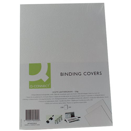 Q-CONNECT A4 WHITE LEATHERGRAIN COMB BINDER COVER (PACK OF 100) KF00502