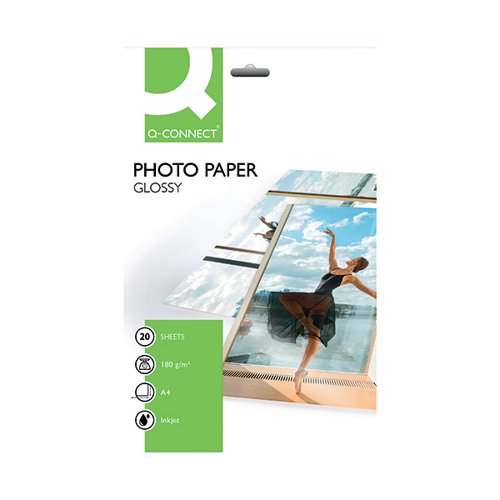 Q-CONNECT A4 GLOSS PHOTO PAPER 180GSM (20 PACK) KF01103