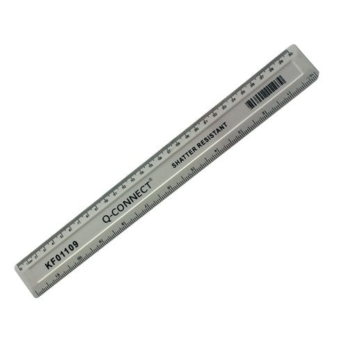 Q-CONNECT RULER SHATTERPROOF 300MM WHITE (INCHES ON ONE SIDE AND CM/MM ON THE OTHER) KF01109