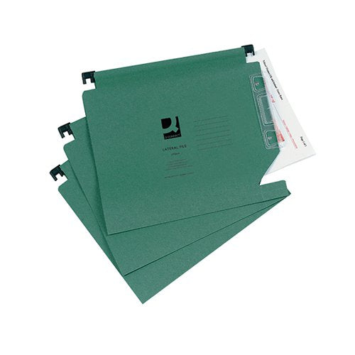 Q-CONNECT 15MM LATERAL FILE MANILLA 150 SHEET GREEN (25 PACK) KF01184
