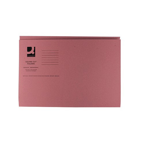 Q-CONNECT SQUARE CUT FOLDER MEDIUMWEIGHT 250GSM FOOLSCAP PINK (PACK OF 100) KF01187