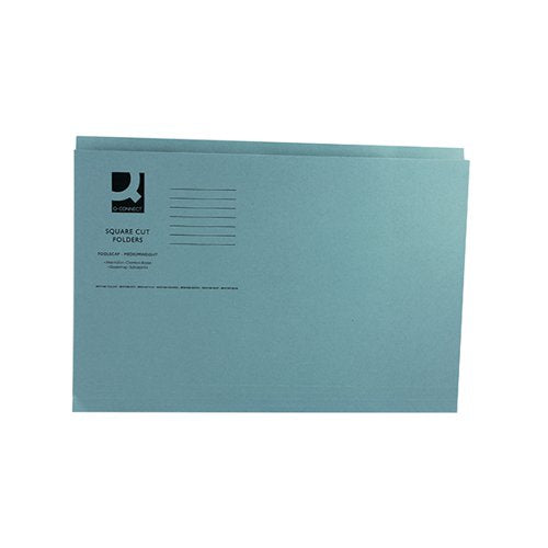 Q-CONNECT SQUARE CUT FOLDER MEDIUMWEIGHT 250GSM FOOLSCAP BLU