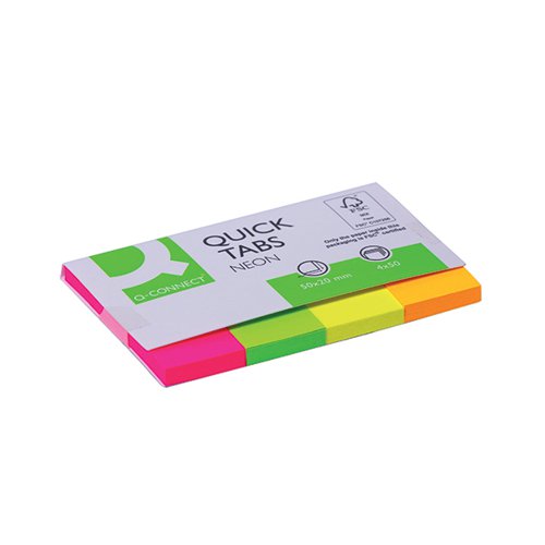 Q-CONNECT QUICK TABS 20X50MM 50 TABS 4 PADS NEON (PACK OF 200) KF01226