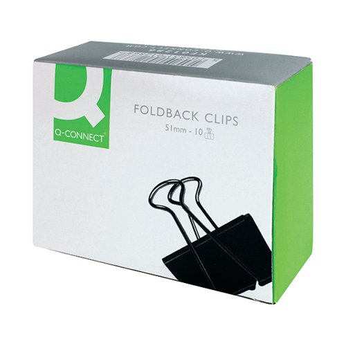 Q-CONNECT FOLDBACK CLIP 51MM BLACK (PACK OF 10) KF01286