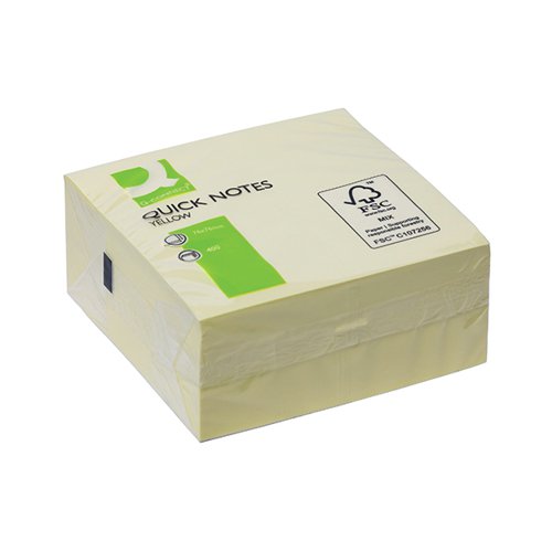 Q-CONNECT QUICK NOTE CUBE 76 X 76MM YELLOW KF01346