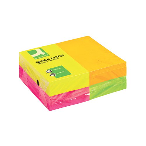 Q-CONNECT QUICK NOTES REPOSITIONABLE 127X76MM ASSORTED NEON
