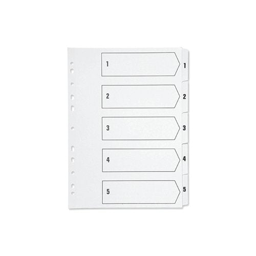 Q-CONNECT 1-5 INDEX MULTI-PUNCHED POLYPROPYLENE WHITE A4 KF0