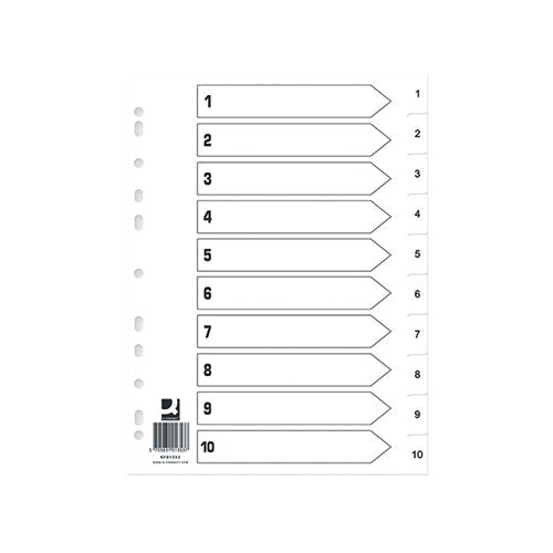 Q-CONNECT INDEX 1-10 POLYPROPYLENE WHITE (PACK OF 25) KF01353Q