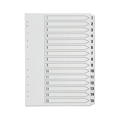 Q-CONNECT 1-15 INDEX MULTI-PUNCHED POLYPROPYLENE WHITE A4 KF