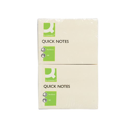 Q-CONNECT QUICK NOTES 76X102MM YELLOW (PACK OF 12) KF01410