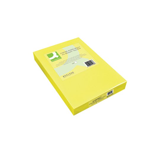 Q-CONNECT BRIGHT YELLOW COLOURED A4 COPIER PAPER 80GSM REAM