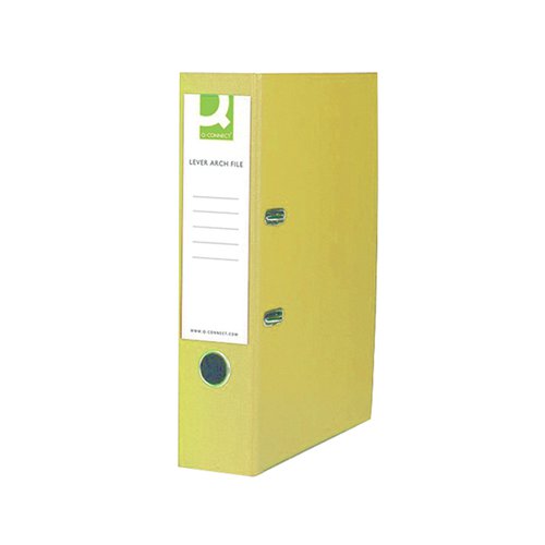 Q-CONNECT 70MM LEVER ARCH FILE POLYPROPYLENE FOOLSCAP YELLOW (PACK OF 10) KF01476