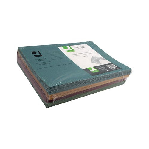 Q-CONNECT SQUARE CUT FOLDER MEDIUMWEIGHT 250GSM FOOLSCAP ASSORTED (PACK OF 100) KF01492