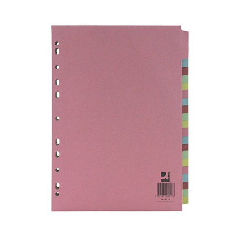 Q-CONNECT 20-PART SUBJECT DIVIDER MULTI-PUNCHED A4 (PACK OF 20) KF01517Q