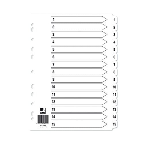 Q-CONNECT INDEX 1-15 BOARD REINFORCED WHITE (10 PACK) KF01530Q