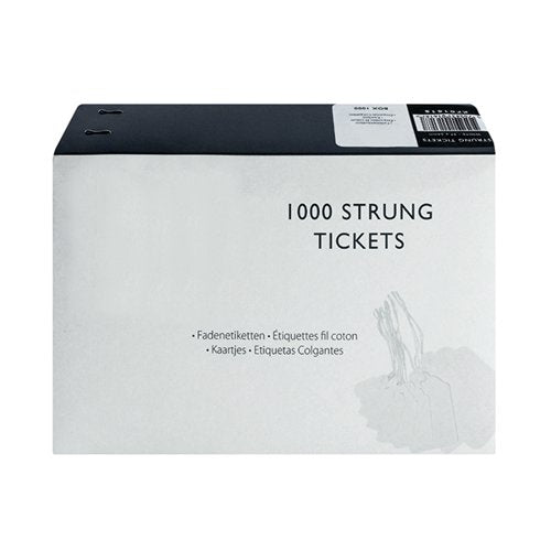 STRUNG TICKET 37X24MM WHITE (1000 PACK) KF01618