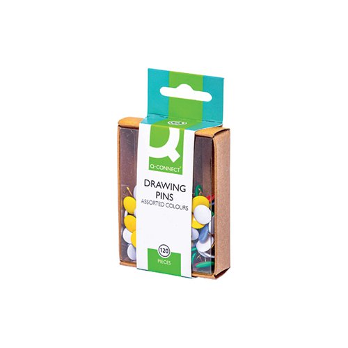 Q-CONNECT DRAWING PINS COLOURED (1200 PACK) KF02020Q